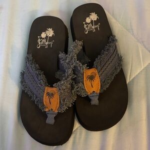 Jellypop Denim Blue Fringe Sandals